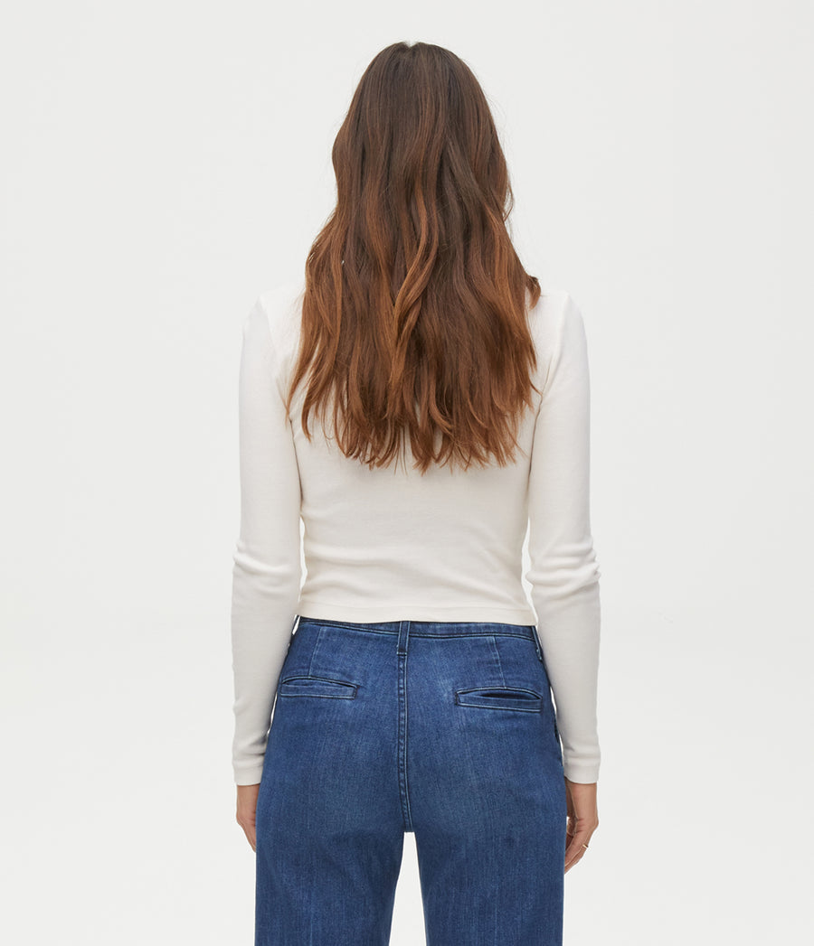Orion Cropped Tee in Chalk White Back View #CHALK