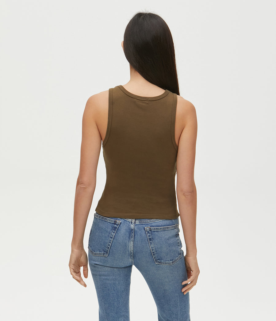 Kendall Cropped Tank in Dolma Green Back View #DOLMA