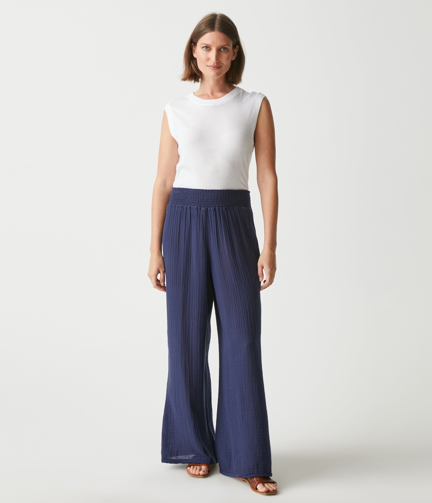 パンツ ASPESI SS20 WIDE TROUSERS (H101_E79401236) Pinstripe Pleated Wide-Leg Pants – COMMENSE